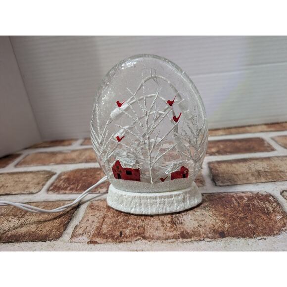 Stony Creek Decorative Lighted Glass Red Barns Cardinals Snow 5.5” Oval Globe - Picture 2 of 8